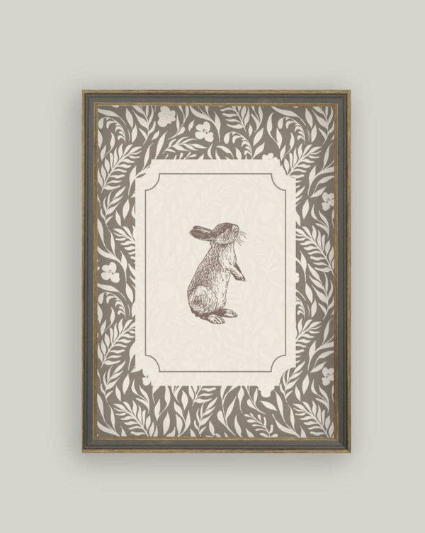 Brown Bunny Framed Antique Art