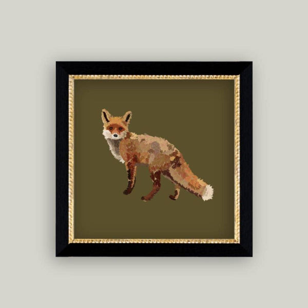 Fox Closeup Framed Antique Art