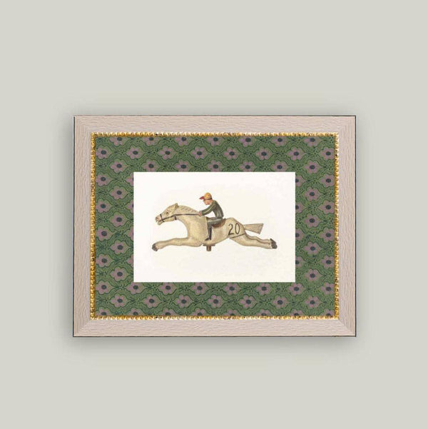 Toy Race Horse Framed Antique Art